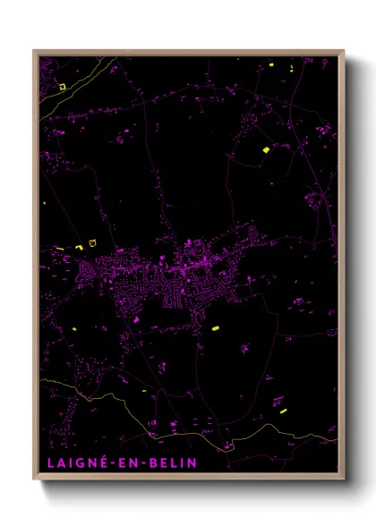 Une affiche de carte sur Laigné-en-Belin