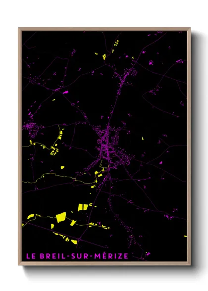 Une affiche de carte sur Le Breil-sur-Mérize