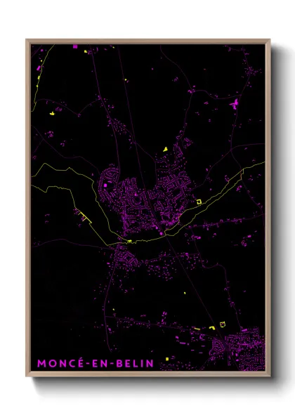 Une affiche de carte sur Moncé-en-Belin
