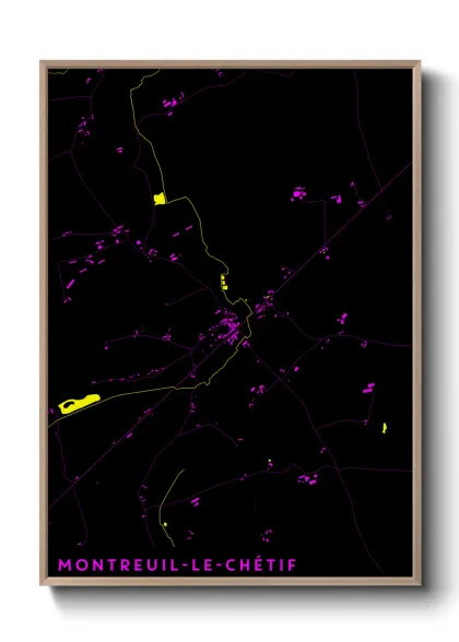 Une affiche de carte sur Montreuil-le-Chétif
