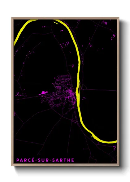 Une affiche de carte sur Parcé-sur-Sarthe