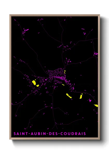 Une affiche de carte sur Saint-Aubin-des-Coudrais