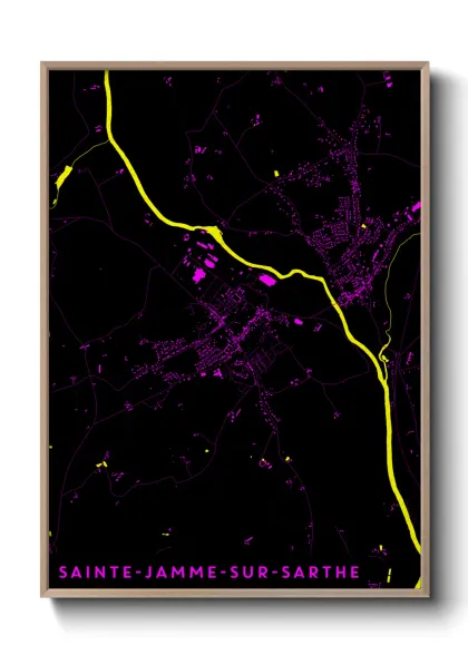 Une affiche de carte sur Sainte-Jamme-sur-Sarthe