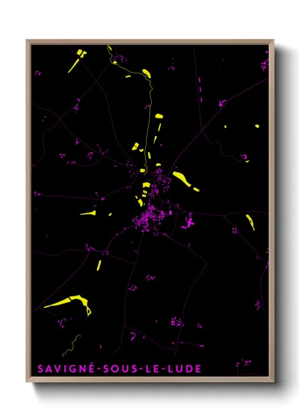 Une affiche de carte sur Savigné-sous-le-Lude