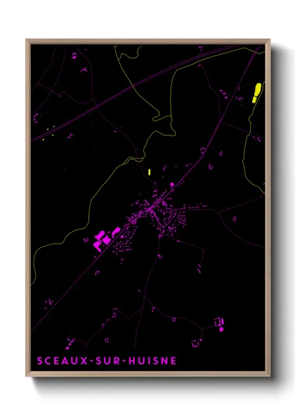 Une affiche de carte sur Sceaux-sur-Huisne