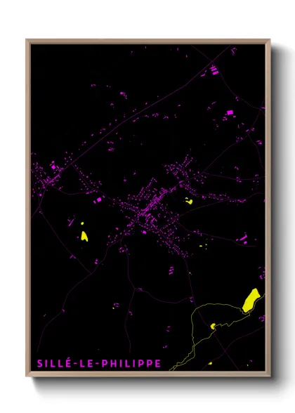 Une affiche de carte sur Sillé-le-Philippe
