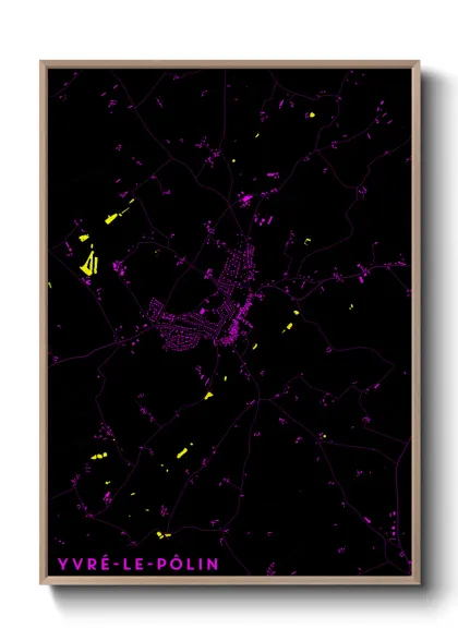 Une affiche de carte sur Yvré-le-Pôlin