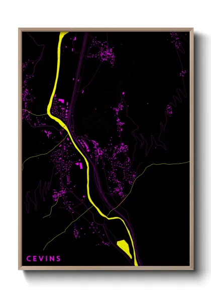 Une affiche de carte sur Cevins