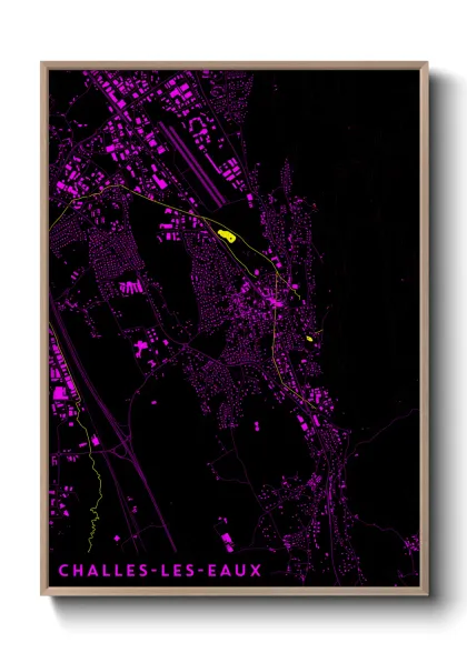 Une affiche de carte sur Challes-les-Eaux