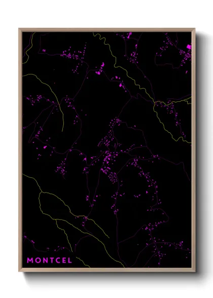 Une affiche de carte sur Montcel