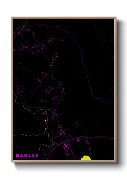 Une affiche de carte sur Nances