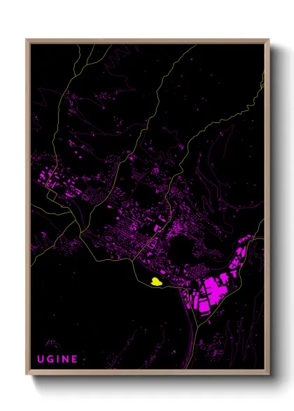 Une affiche de carte sur Ugine