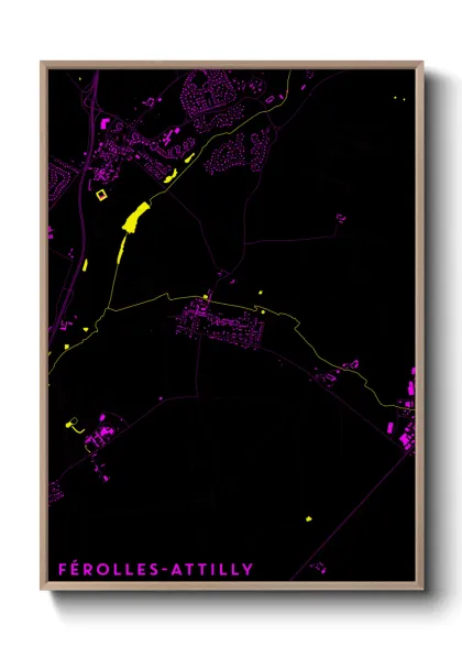 Une affiche de carte sur Férolles-Attilly