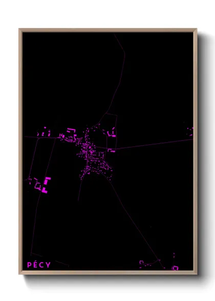 Une affiche de carte sur Pécy