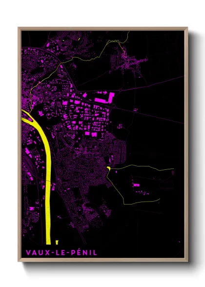 Une affiche de carte sur Vaux-le-Pénil