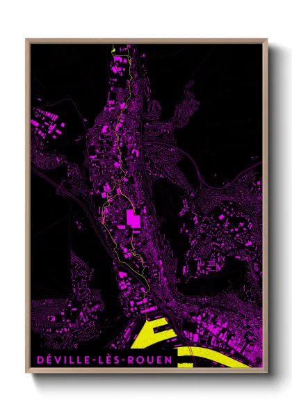 Une affiche de carte sur Déville-lès-Rouen