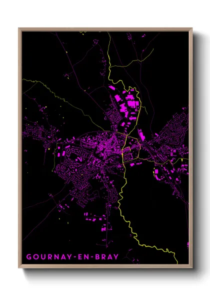 Une affiche de carte sur Gournay-en-Bray