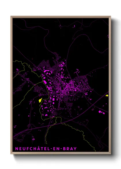 Une affiche de carte sur Neufchâtel-en-Bray