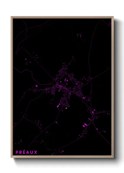 Une affiche de carte sur Préaux