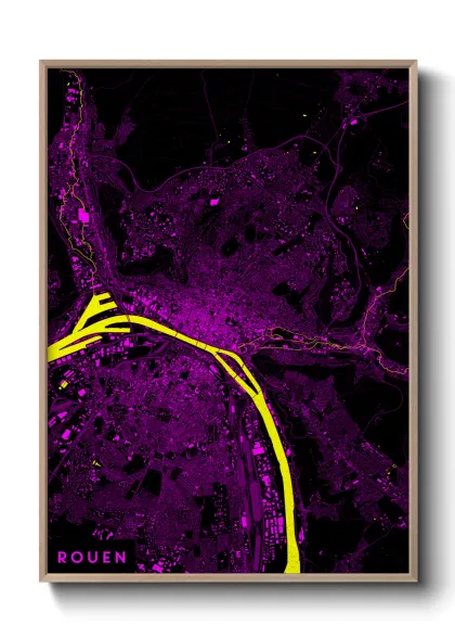 Une affiche de carte sur Rouen