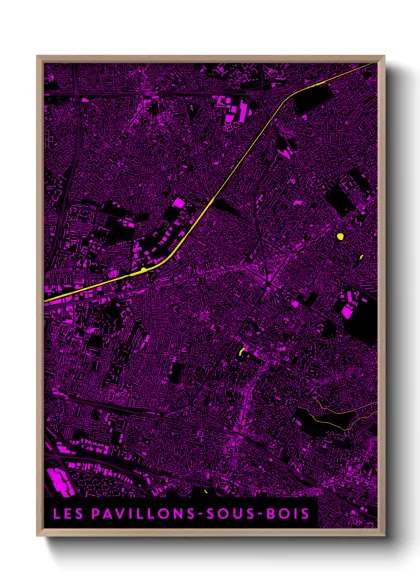 Une affiche de carte sur Les Pavillons-sous-Bois