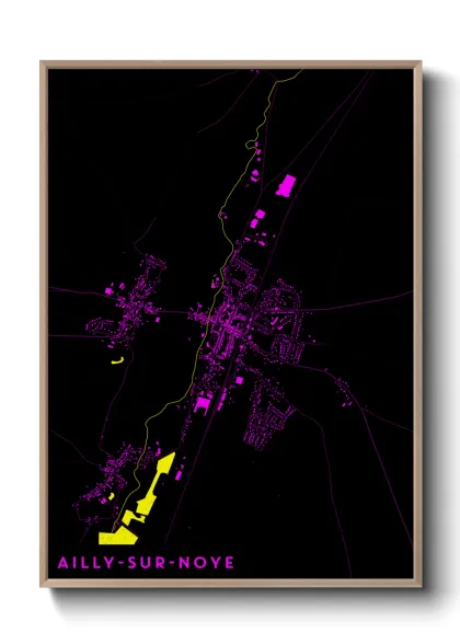 Une affiche de carte sur Ailly-sur-Noye