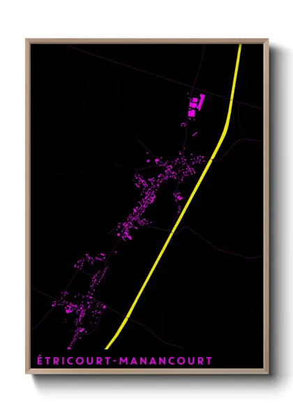 Une affiche de carte sur Étricourt-Manancourt
