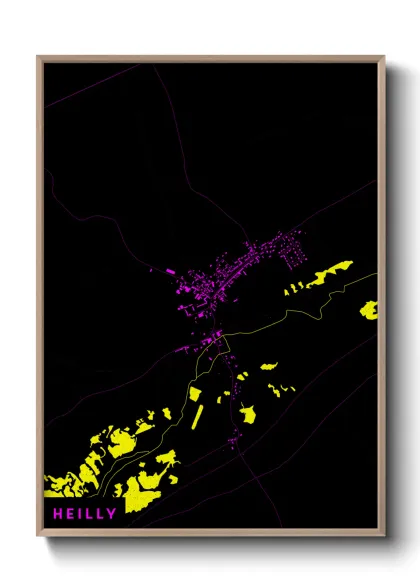 Une affiche de carte sur Heilly