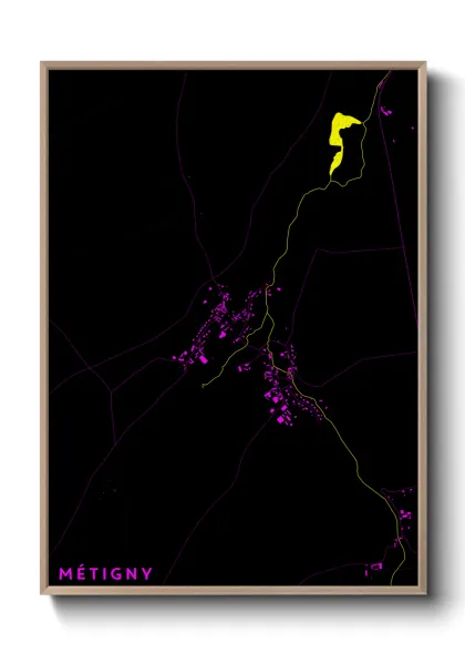 Une affiche de carte sur Métigny