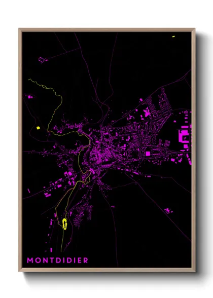 Une affiche de carte sur Montdidier