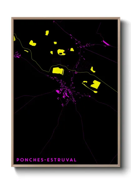 Une affiche de carte sur Ponches-Estruval