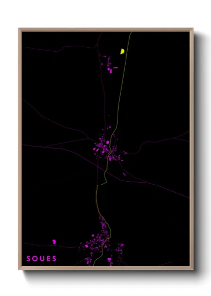 Une affiche de carte sur Soues