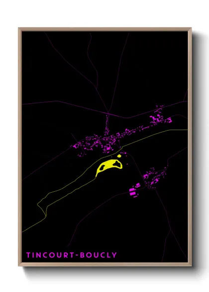 Une affiche de carte sur Tincourt-Boucly