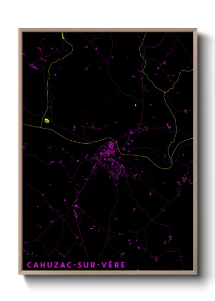 Une affiche de carte sur Cahuzac-sur-Vère