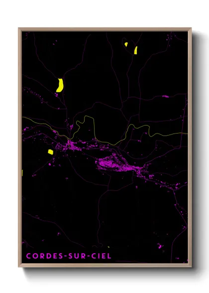 Une affiche de carte sur Cordes-sur-Ciel