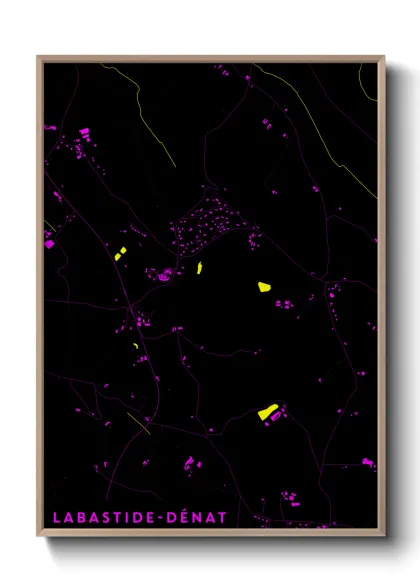 Une affiche de carte sur Labastide-Dénat