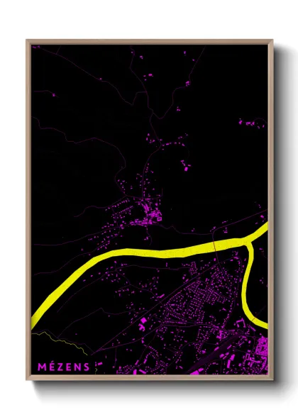 Une affiche de carte sur Mézens