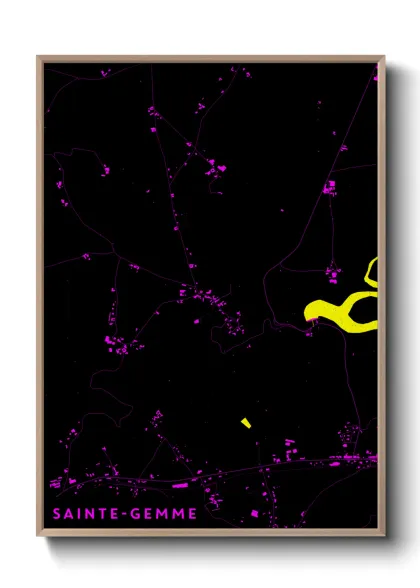 Une affiche de carte sur Sainte-Gemme