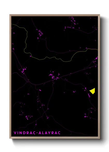 Une affiche de carte sur Vindrac-Alayrac