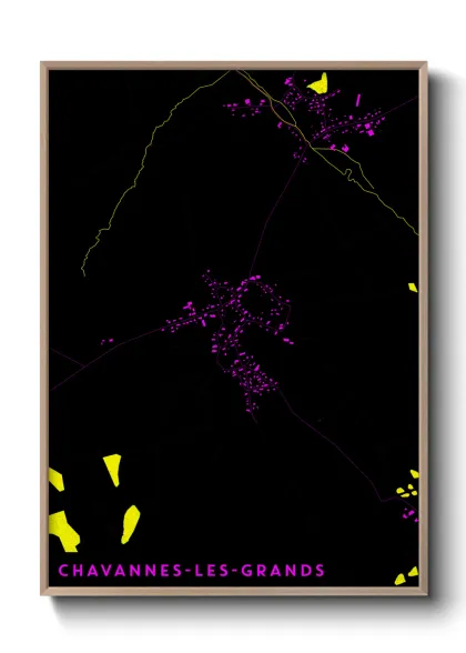 Une affiche de carte sur Chavannes-les-Grands