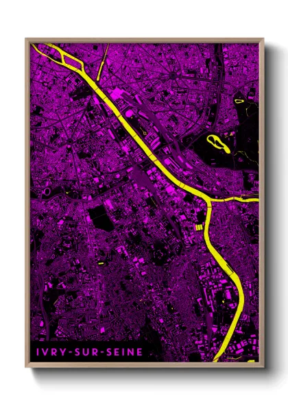 Une affiche de carte sur Ivry-sur-Seine