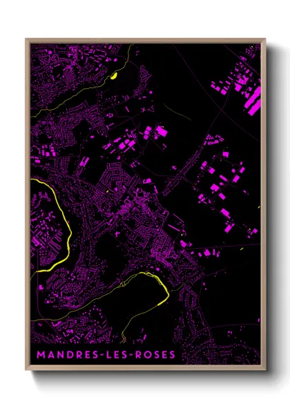 Une affiche de carte sur Mandres-les-Roses