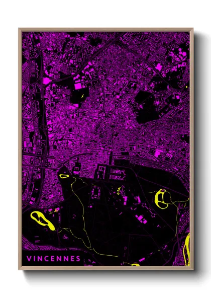 Une affiche de carte sur Vincennes