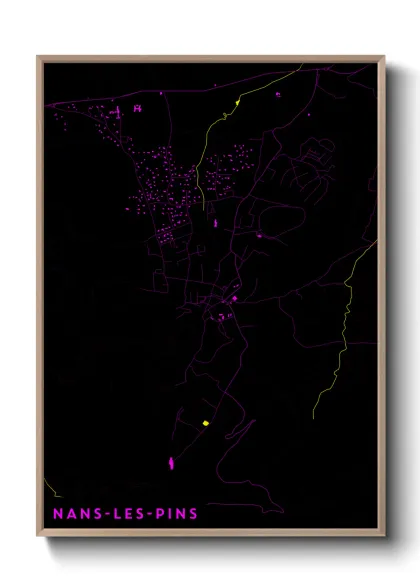 Une affiche de carte sur Nans-les-Pins