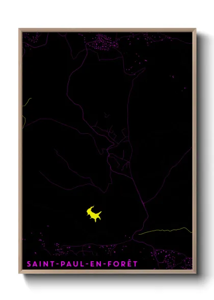 Une affiche de carte sur Saint-Paul-en-Forêt