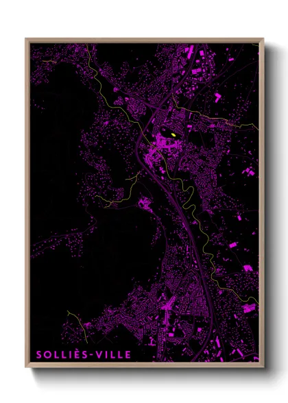 Une affiche de carte sur Solliès-Ville