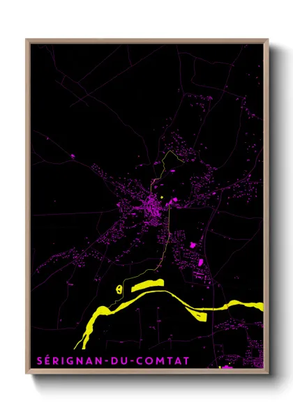 Une affiche de carte sur Sérignan-du-Comtat