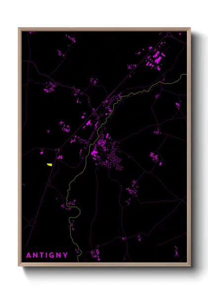 Une affiche de carte sur Antigny