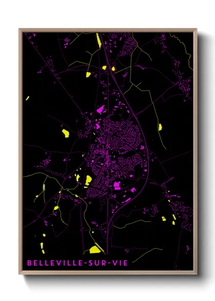 Une affiche de carte sur Belleville-sur-Vie