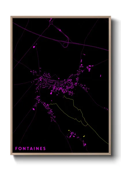 Une affiche de carte sur Fontaines